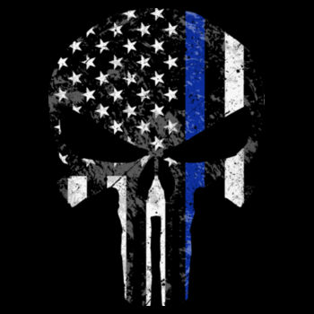 BLUE LINE SKULL - PREMIUM WOMEN'S RACERBACK TANK TOP - BLACK Design