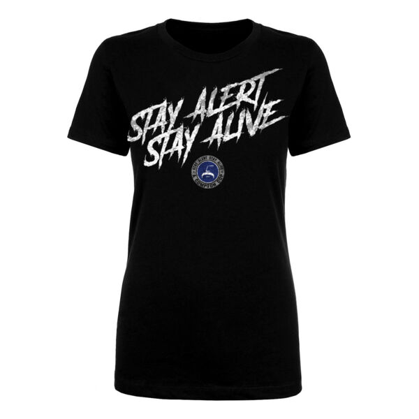 STAY ALERT STAY ALIVE - PREMIUM WOMEN'S S/S TEE - BLACK Thumbnail