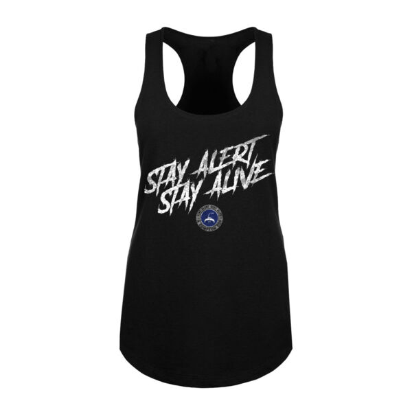 STAY ALERT STAY ALIVE - WOMEN'S PREMIUM RACEREBACK TANK TOP - BLACK Thumbnail