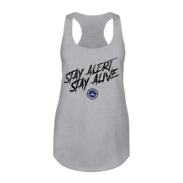 STAY ALERT STAY ALIVE - WOMEN'S PREMIUM RACEREBACK TANK TOP - LIGHT GRAY HEATHER Thumbnail