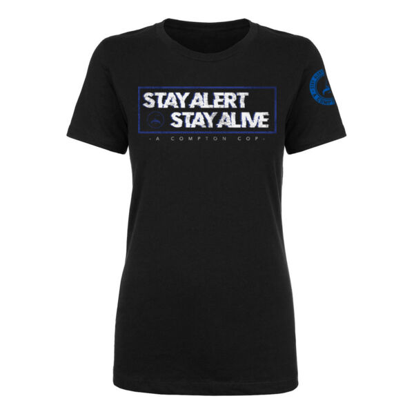 STAY ALERT STAY ALIVE BOXED IN - PREMIUM WOMEN'S S/S TEE - BLACK Thumbnail