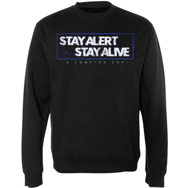 STAY ALERT STAY ALIVE BOXED IN - PREMIUM UNISEX CREW NECK SWEATER - BLACK Thumbnail